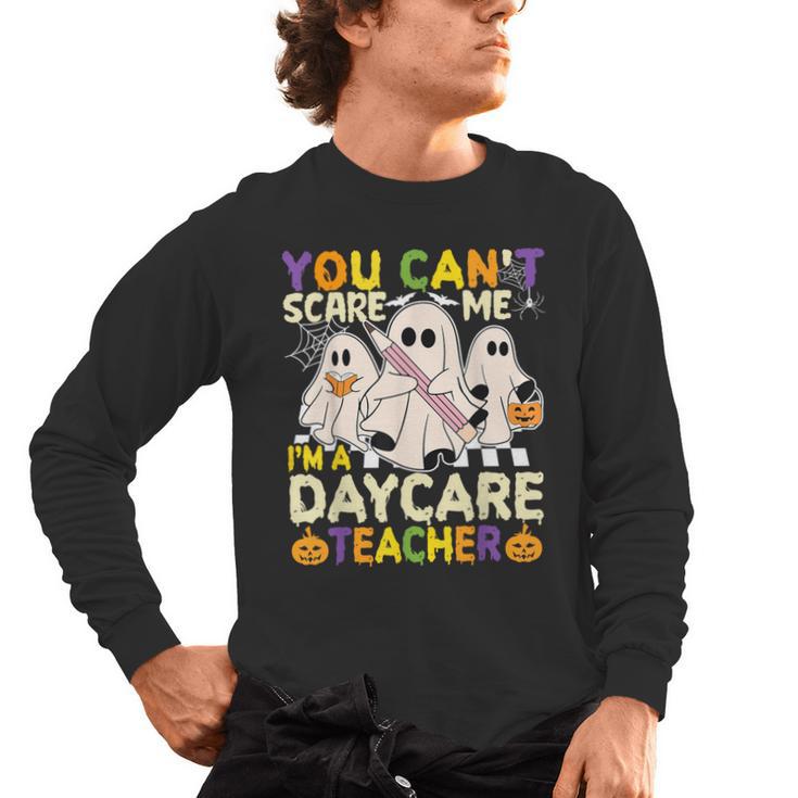 Halloween You Can't Scare Me I'm a Daycare Teacher Ghost Men's Long Sleeve T-Shirt
