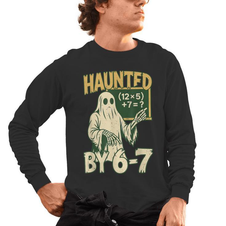 Halloween Costume Haunted By 67 Ghost Math Teacher Professor Men's Long Sleeve T-Shirt