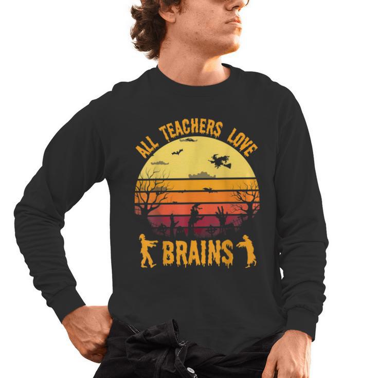 Halloween Costume Teacher Love Brains Zombie Men's Long Sleeve T-Shirt