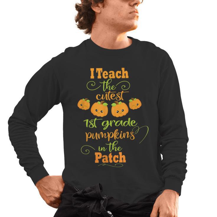 Halloween Cutest Pumpkins First Grade Teacher Men's Long Sleeve T-Shirt