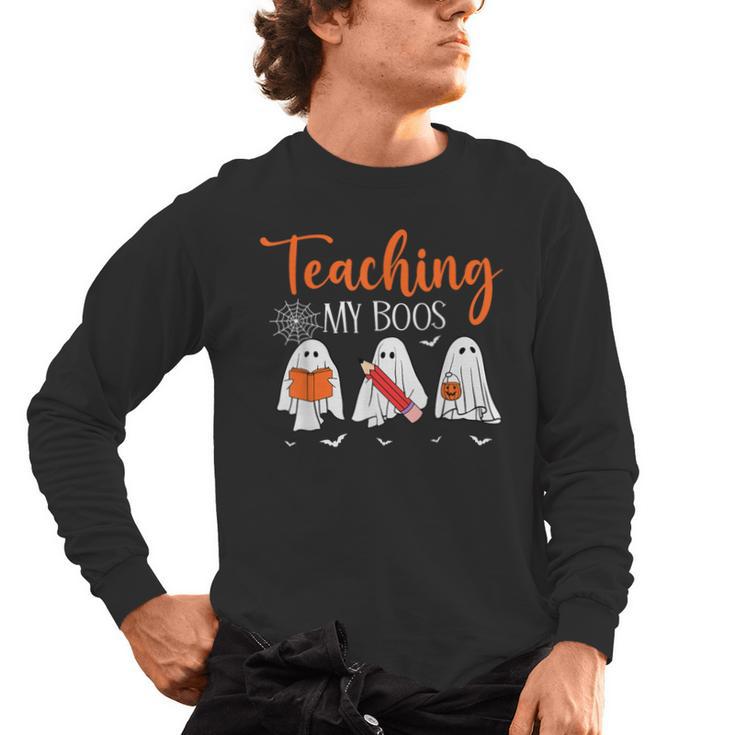 Halloween Ghost Teachers Teaching My Boos Costume Women Men Men's Long Sleeve T-Shirt