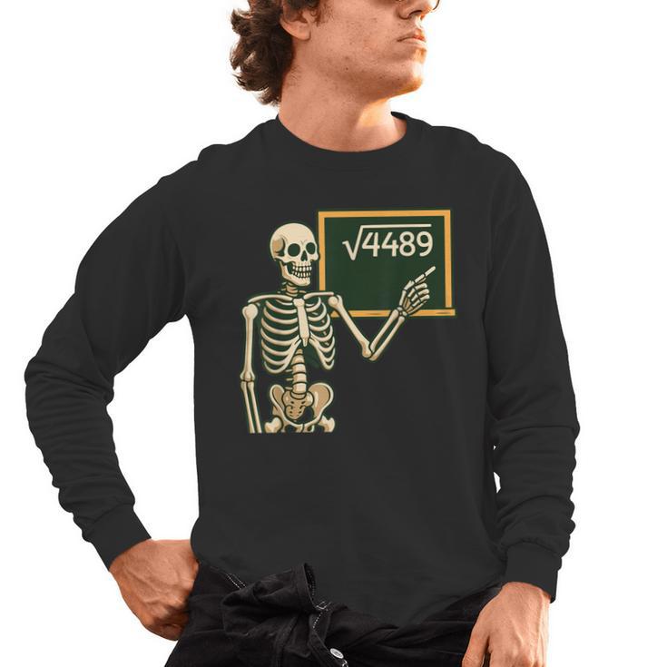 Halloween Skeleton 67 Meme Square Root 4489 Math Teacher Men's Long Sleeve T-Shirt