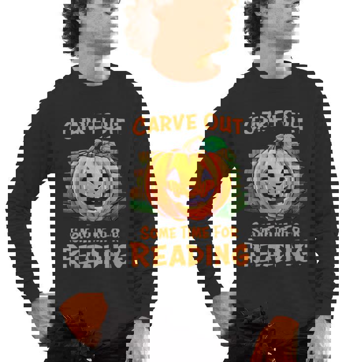 Halloween Teacher Librarian Pumpkin Reading Books Men Women Kids Men&#x27;s Long Sleeve T-Shirt