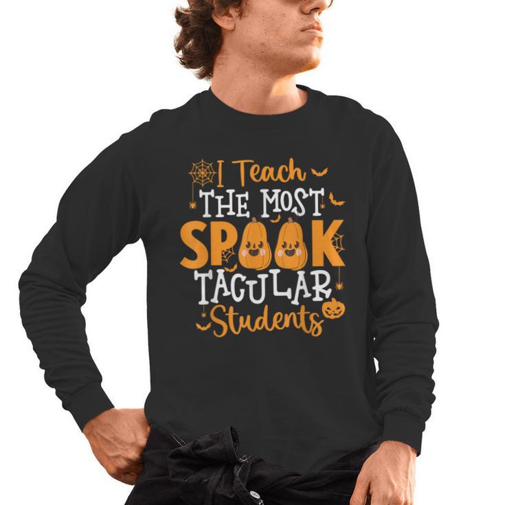 Halloween Teacher I Teach The Most Spooktacular Students Men Women Men's Long Sleeve T-Shirt