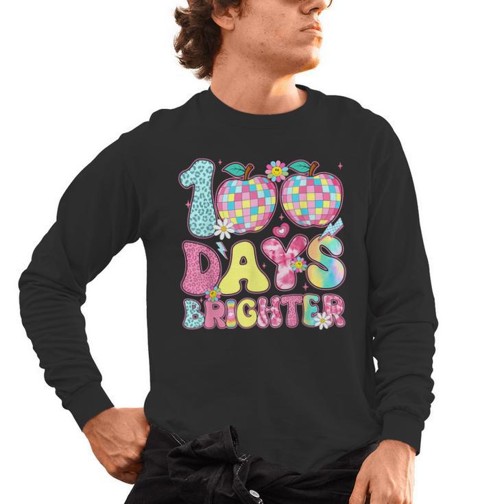 Happy 100th Day Of School 100 Days Brighter Teachers Kids Men's Long Sleeve T-Shirt