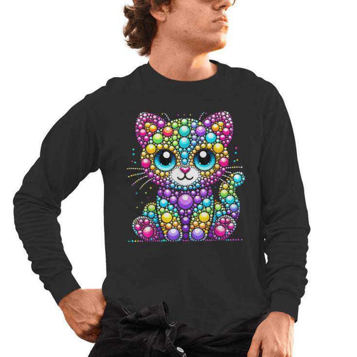 Happy Dot Day Colorful Polka Dot Cat Kitten Teachers Kids Men's Long Sleeve T-Shirt