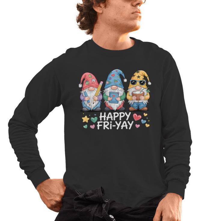 Happy Fri-Yay Teacher Fry Yay Friday Weekend Fri-Yay Men's Long Sleeve T-Shirt