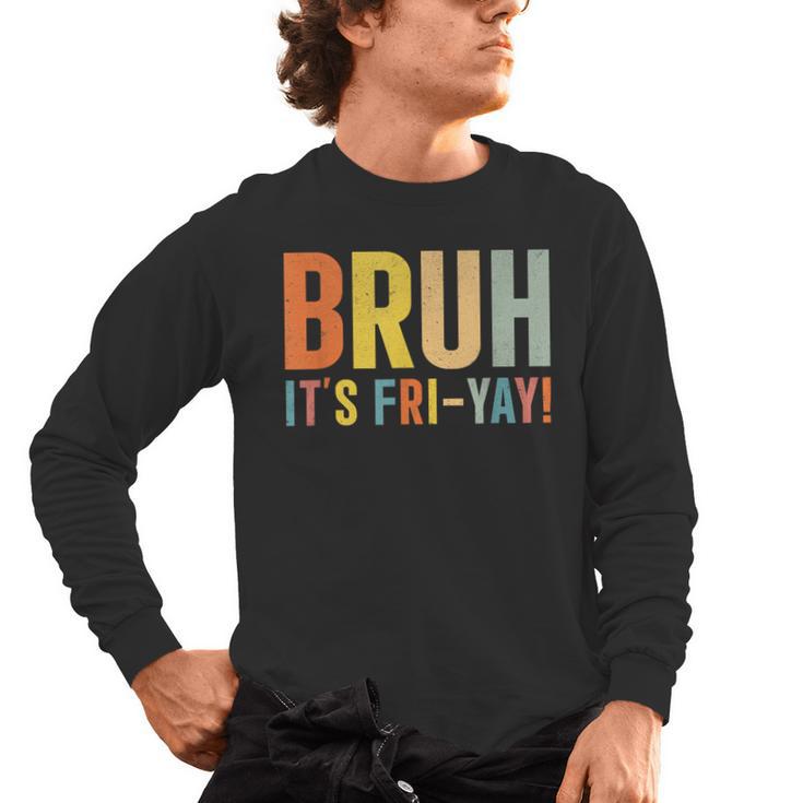 Happy Friyay Teacher Shirt Cute Teacher Fashion Bruh Fri-Yay Men's Long Sleeve T-Shirt