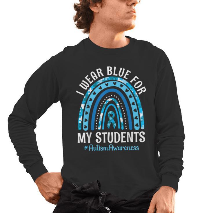Happy Teacher I Wear Blue For My Students Autism Awareness Men's Long Sleeve T-Shirt