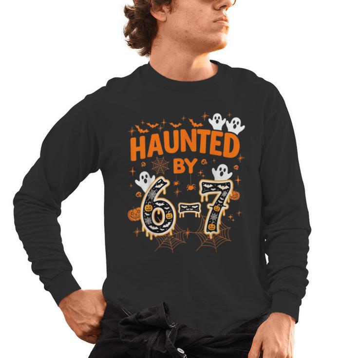 Haunted By 6-7 Halloween Math Teacher Joke Men's Long Sleeve T-Shirt