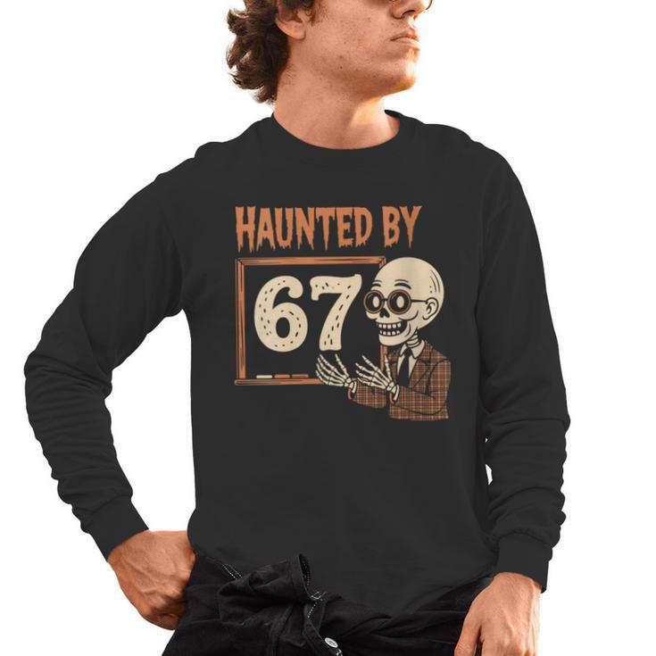Haunted By 67 Halloween 67 Meme Six Seven Teacher Men's Long Sleeve T-Shirt