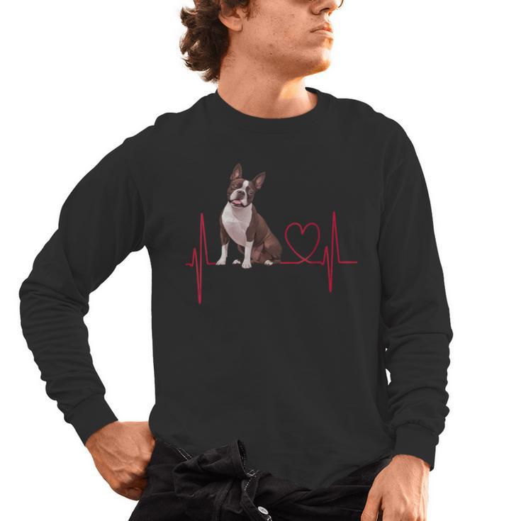 Heartbeat Boston Terrier Dog Men's Long Sleeve T-Shirt