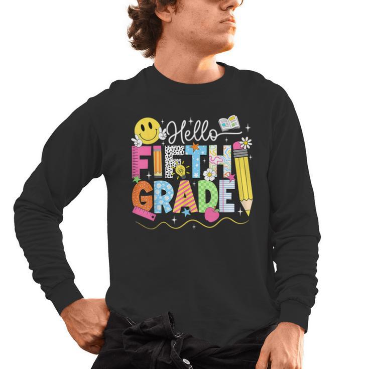Hello Fifth Grade Team 5th Grade Back To School Teacher Kids Men's Long Sleeve T-Shirt
