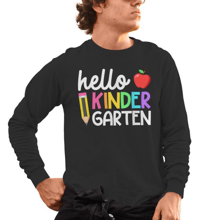 Hello Kindergarten Team Kinder Back To School Teacher Kids Men's Long Sleeve T-Shirt, trending gift Hello Kindergarten Team Kinder Back To School Teacher Kids Men's Long Sleeve T-Shirt, trending gift