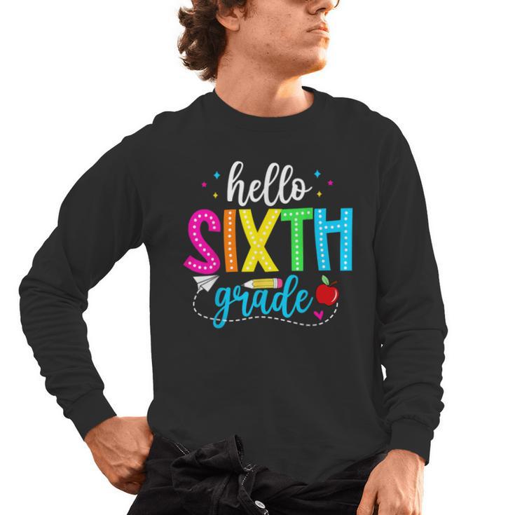Hello Sixth Grade Cute Back To School 6th Grade Teacher Kids Men's Long Sleeve T-Shirt