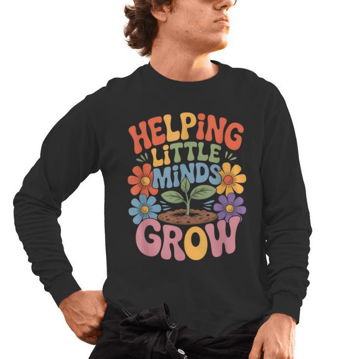 Helping Little Minds Grow Teacher First Day Back To School Men's Long Sleeve T-Shirt