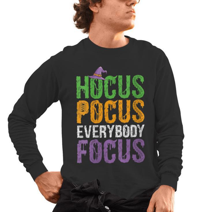 Hocus Pocus Everybody Focus Teacher Halloween Men's Long Sleeve T-Shirt, trending gift