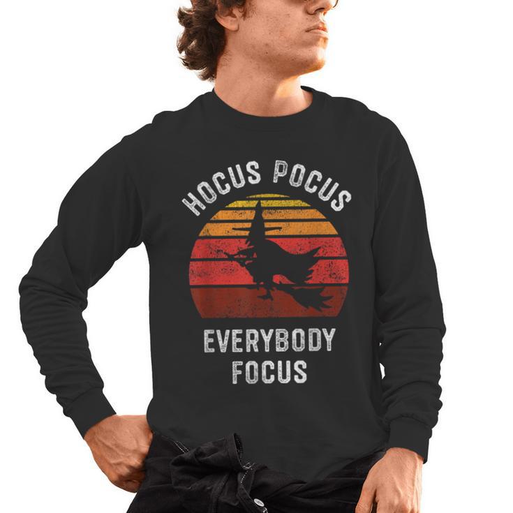 Hocus Pocus Everybody Focus Witch Halloween Teacher Women Men's Long Sleeve T-Shirt