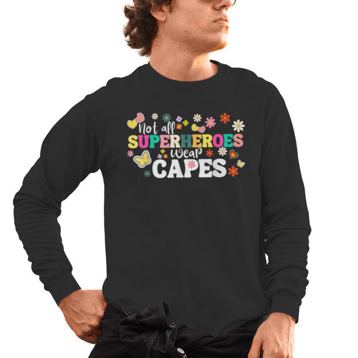 Hot All Superheroes Wear Capes Cute Teacher End Of School Men's Long Sleeve T-Shirt