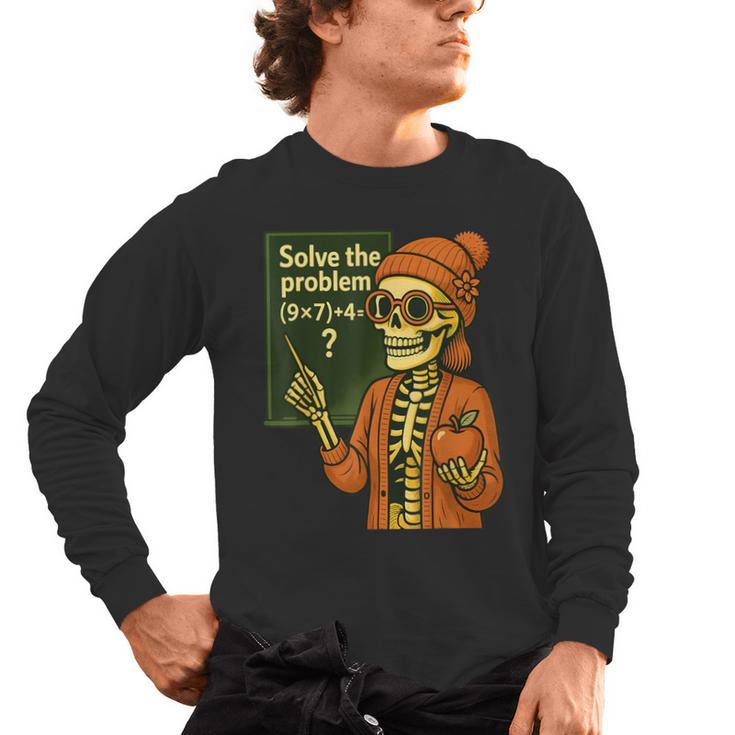 HUGvyn Halloween Skeleton Six Seven 67 Meme PEMDAS Teacher Men's Long Sleeve T-Shirt