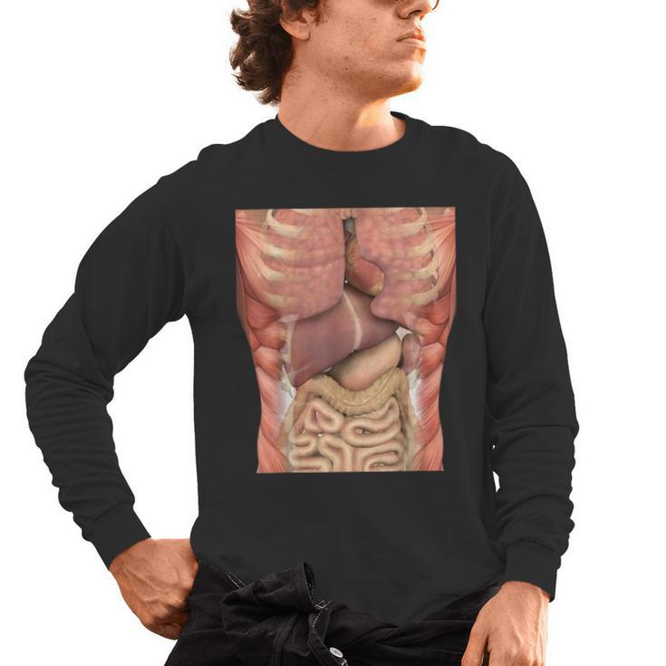 Human Muscles Organs Scary Anatomy Teacher Halloween Costume Men's Long Sleeve T-Shirt