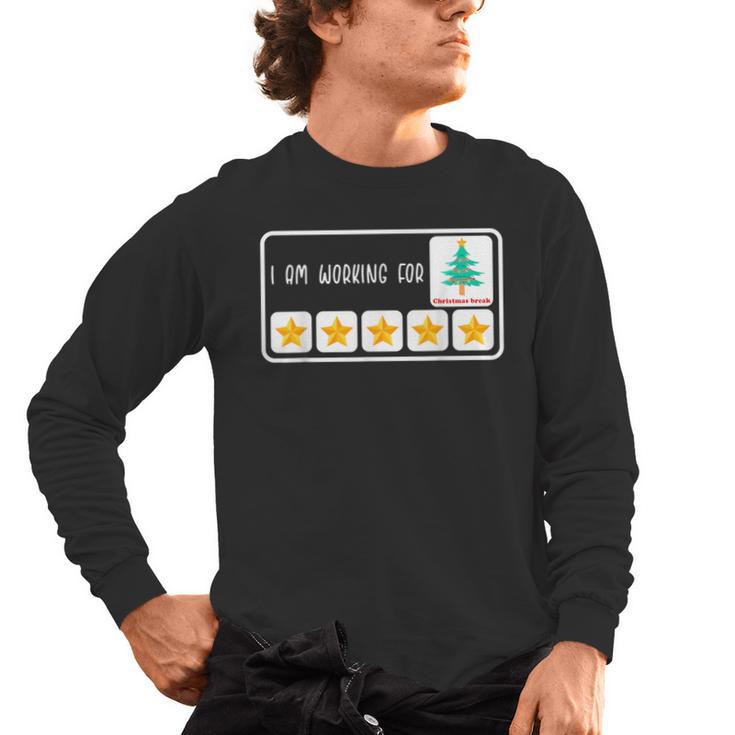 I'm Working For Christmas Break 5 Star Winter Teacher Stars Men's Long Sleeve T-Shirt
