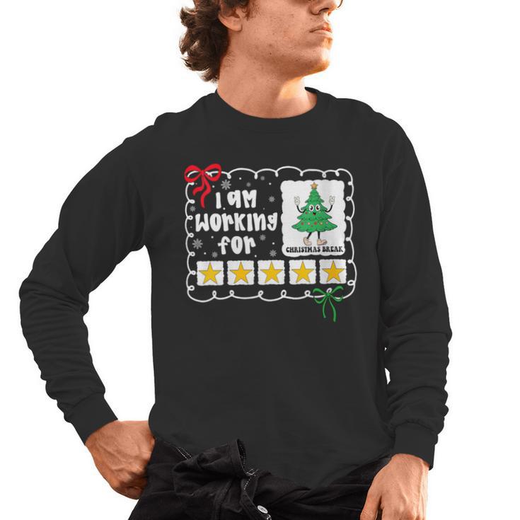 I'm Working For Christmas Break 5 Stars Christmas Teacher Men's Long Sleeve T-Shirt