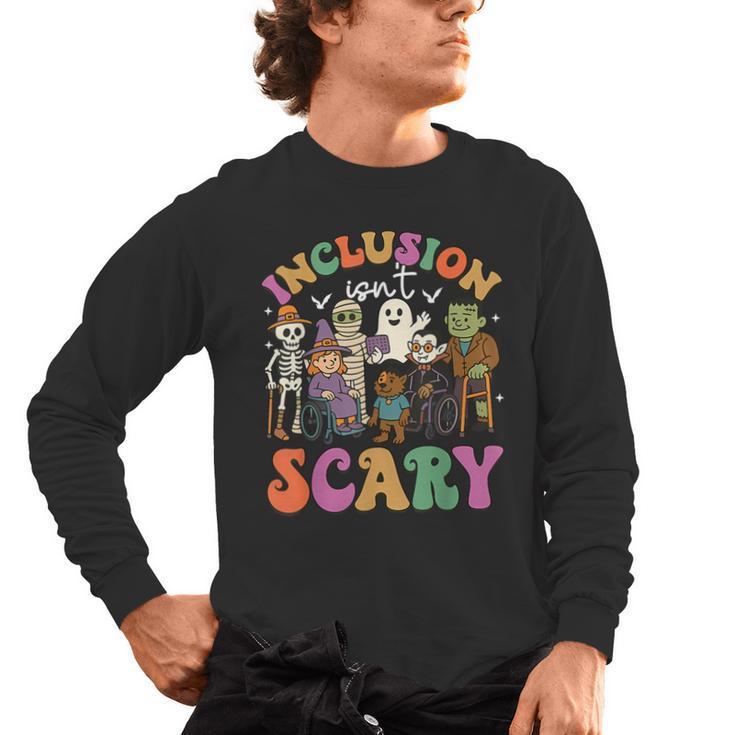 Inclusion Isn't Scary Ghost Mummy Halloween SLP Sped Teacher Men's Long Sleeve T-Shirt