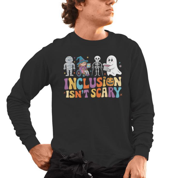 Inclusion Isn't Scary SLP Halloween Sped Teacher Men's Long Sleeve T-Shirt, trending gift Inclusion Isn't Scary SLP Halloween Sped Teacher Men's Long Sleeve T-Shirt, trending gift