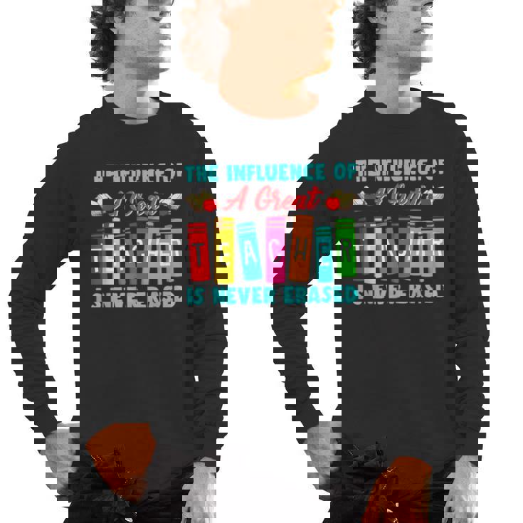 THE INFLUENCE OF A GREAT TEACHER IS NEVER ERASED Teaching For Men Women Girls Kids Men&#x27;s Long Sleeve T-Shirt