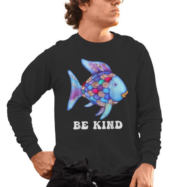 Be Kind Rainbow Fish Teacher Life Teaching Back To School Men's Long Sleeve T-Shirt