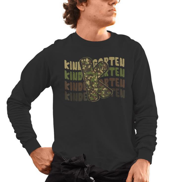 Kindergarten Camo Camouflage Boy Teacher Back To School Men's Long Sleeve T-Shirt
