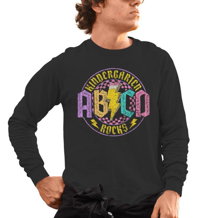 Kindergarten Rocks ABCD Back To School Rock Teacher Men's Long Sleeve T-Shirt