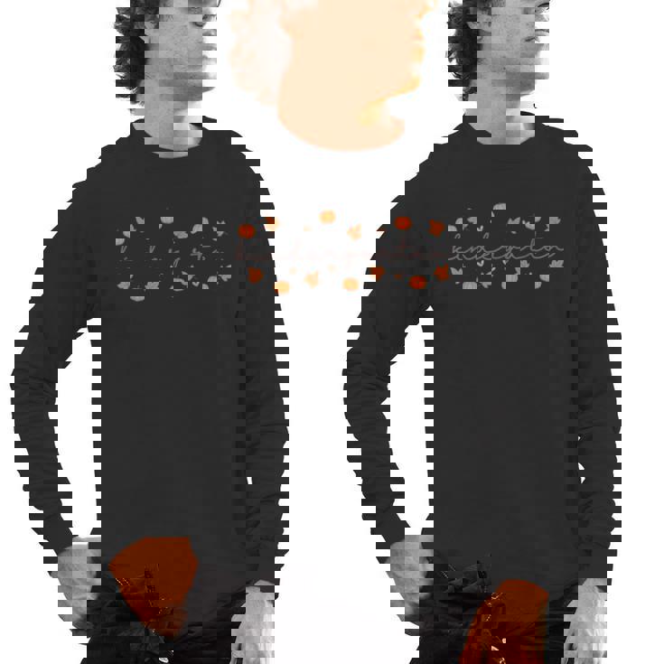 Kindergarten Teacher Pumpkin Autumn Leaves Kinder Team Fall Men&#x27;s Long Sleeve T-Shirt