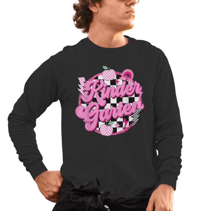 Kindergarten Teacher Women Checkered First Day Of School Men's Long Sleeve T-Shirt