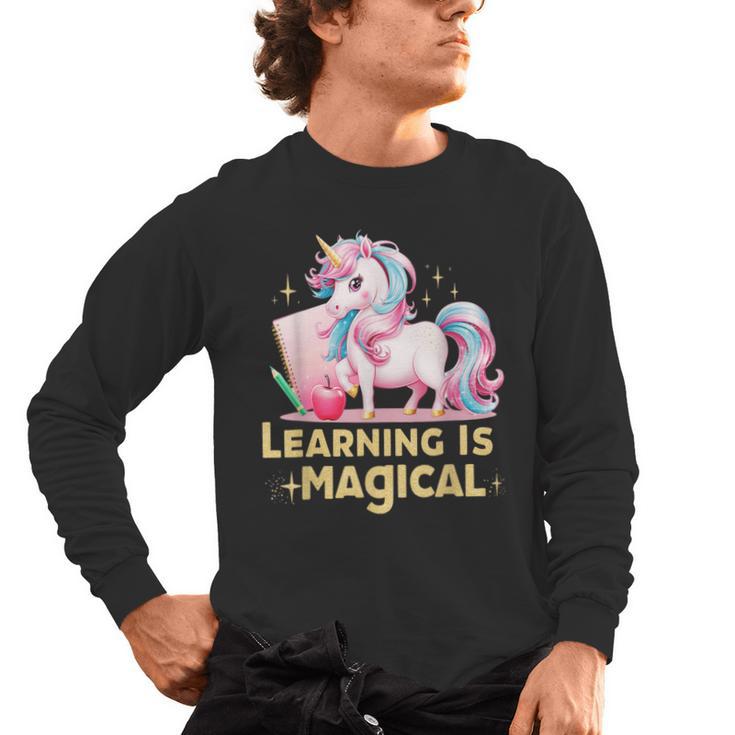 LEARNING IS MAGICAL TEACHER UNICORN BACK TO SCHOOL UNICORN Men's Long Sleeve T-Shirt