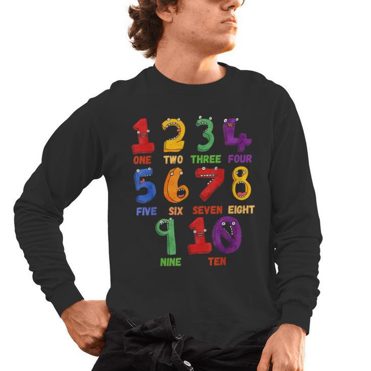 Learning Math Numbers Counting Back To School Teacher For Men Women Girls Kids Men's Long Sleeve T-Shirt