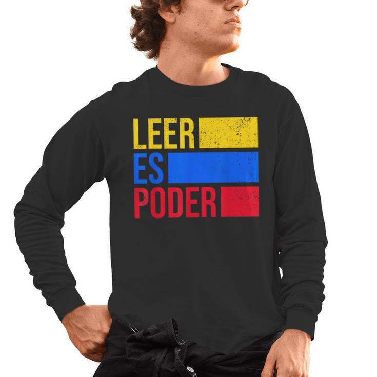 Leer Es Poder Colombian Spanish Teacher Maestra Colombia Men's Long Sleeve T-Shirt