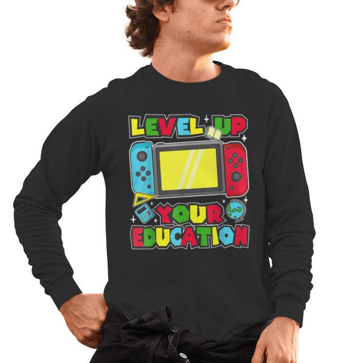 Level Up Your Education Gaming Inspired Teacher Gamers Men's Long Sleeve T-Shirt