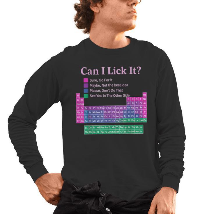 Can I Lick It Periodic Table Teacher Student Kids Men's Long Sleeve T-Shirt