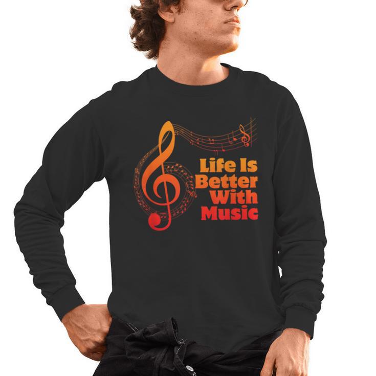 Life Is Better With Music Theory Musician Teacher Notes Clef Men's Long Sleeve T-Shirt