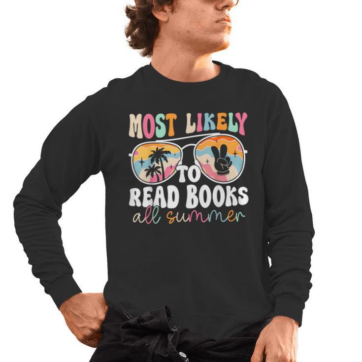 Most Likely To Read Books All Summer Teacher Student Men's Long Sleeve T-Shirt