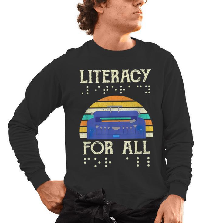 Literacy For All Visually Impaired Braille Teacher The Blind Men's Long Sleeve T-Shirt