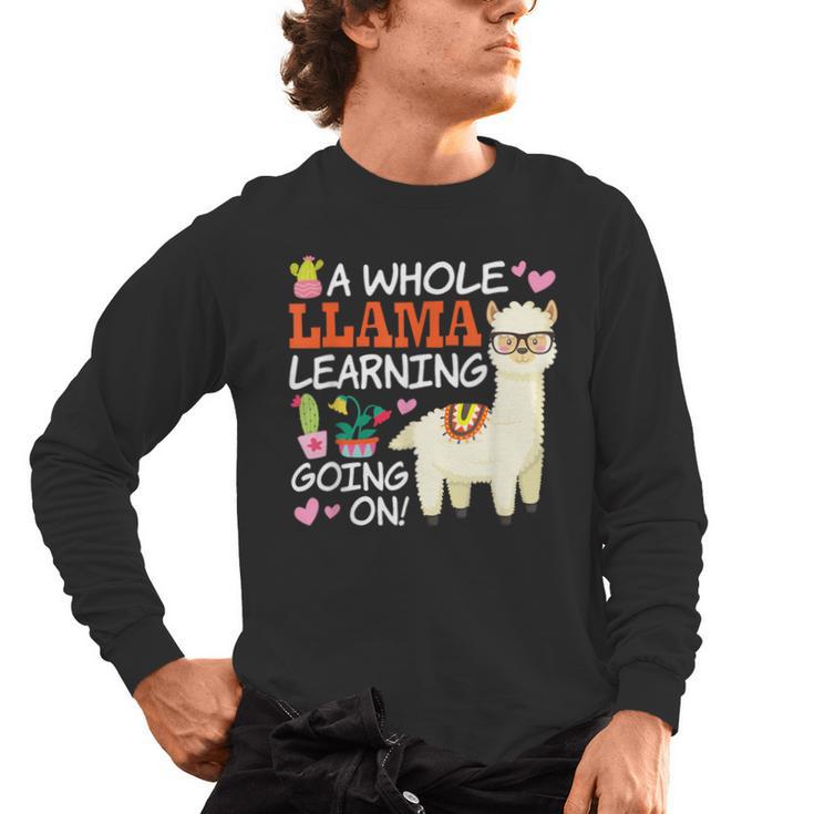 Llama Learning T Shirt Teachers Students Alpaca Lovers Men's Long Sleeve T-Shirt