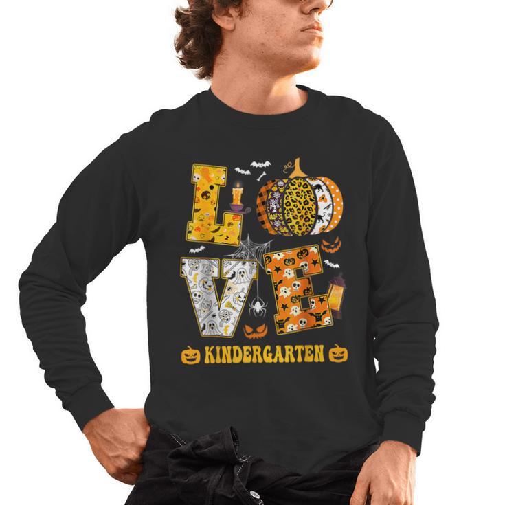 LOVE Kindergarten Pumpkin Teacher Student Halloween Costume Men's Long Sleeve T-Shirt