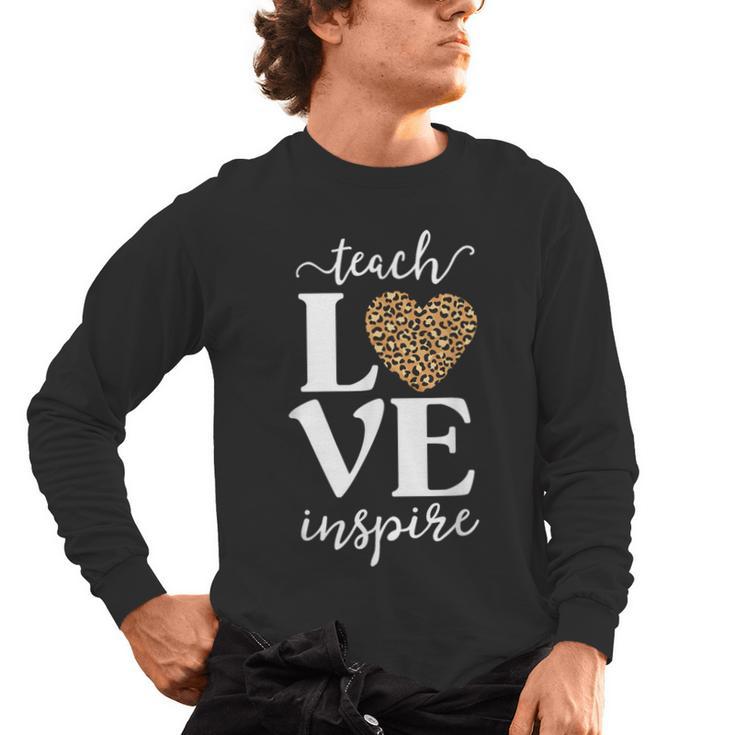 Love Leopard Print Teacher Cheetah School Inspire Teach Men's Long Sleeve T-Shirt