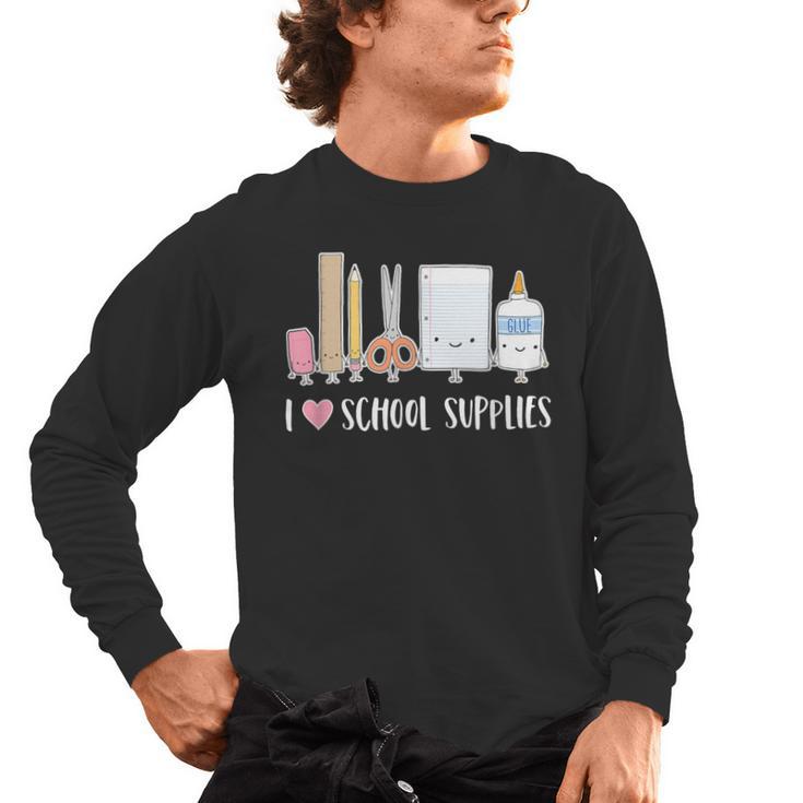 I Love School Supplies Teacher Shirt Men's Long Sleeve T-Shirt