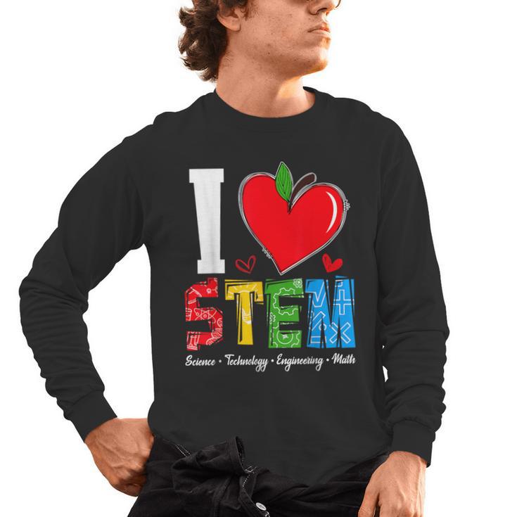 I Love STEM Student Teacher 1st Day Of School Back To School Men's Long Sleeve T-Shirt