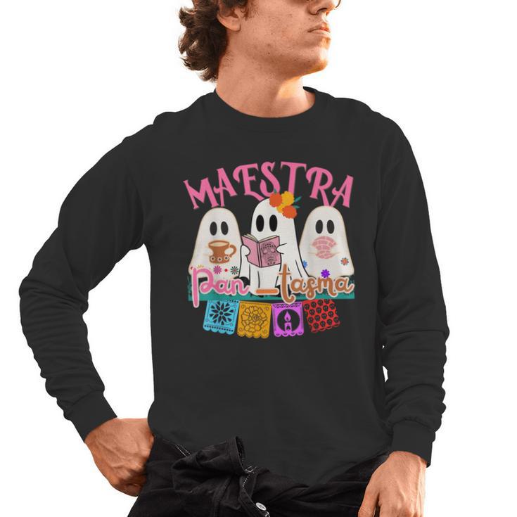 Maestra Pantasmas Conchas Teacher Mexican Halloween Men's Long Sleeve T-Shirt