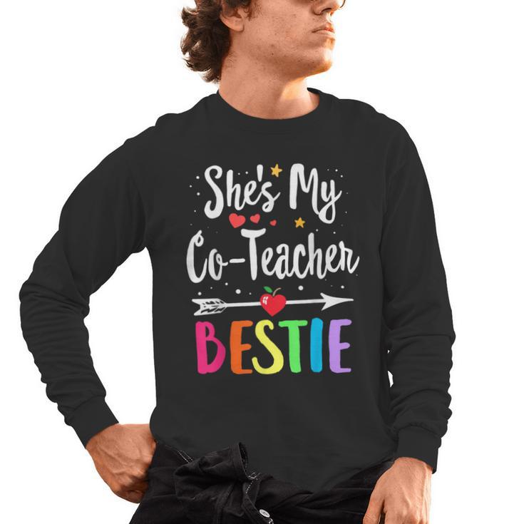Matching Co-Teacher Best Friend She's My Bestie Work Team Men's Long Sleeve T-Shirt